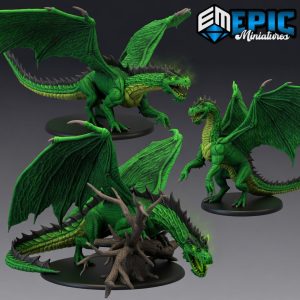 Green Dragon Miniatures – Young, Adult & Ancient (3 Sizes) – Fantasy RPG Boss Creature