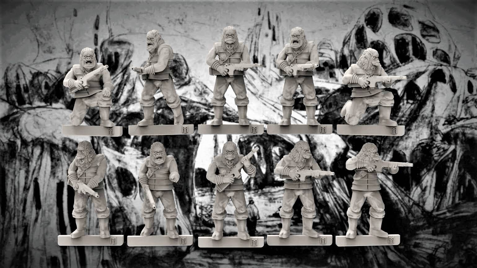 Apes with Guns (2 different sets of 10 Sculpts) - Image 2