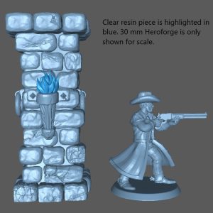 Alternative view of LED Column with Torch (Multiple LED Color Options, Clear Resin Flame)