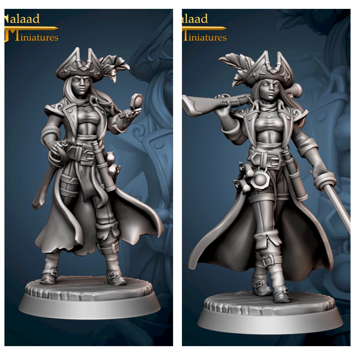 Alternative view of Pirate Crew (Captain, Pirates + Misc Scatter) from Galaad Miniatures