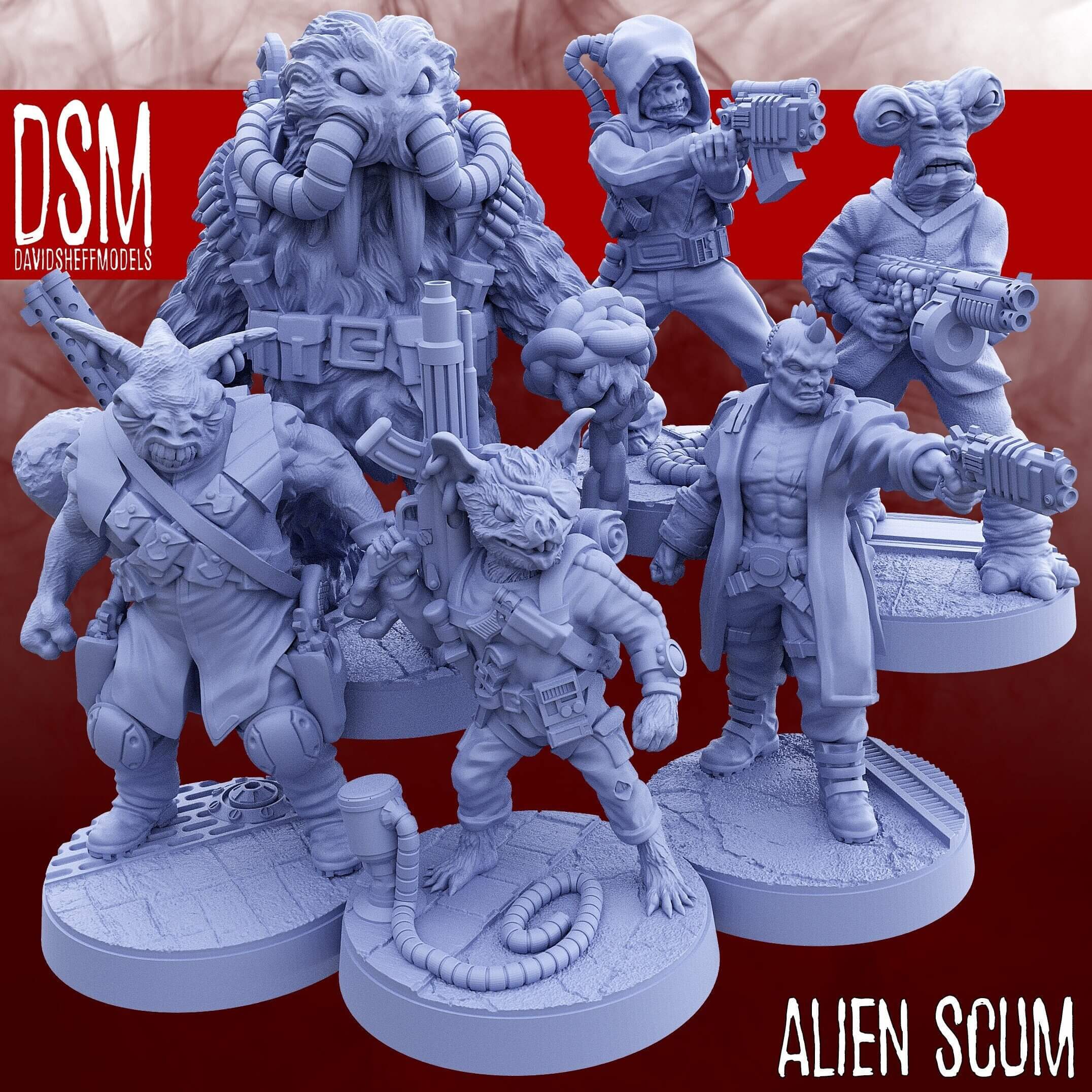 Alien Thugs Miniature Set - 6 Sci-Fi Criminals and Underworld Figures