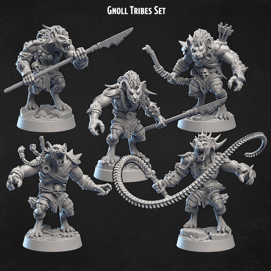 Gnoll Tribes Miniatures Set - 5 Hyena Raiders