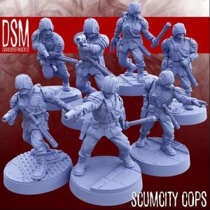 Alternative view of Sci-Fi Police Miniature Set – ScumCity Law Enforcement (7 Figures)
