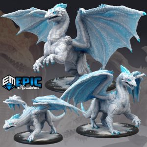 White Dragon Miniatures – Young, Adult & Ancient (3 Sizes) – Fantasy RPG Boss Creature