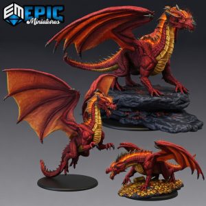 Red Dragon Miniatures – Young, Adult & Ancient (3 Sizes) – Fantasy RPG Boss Creature