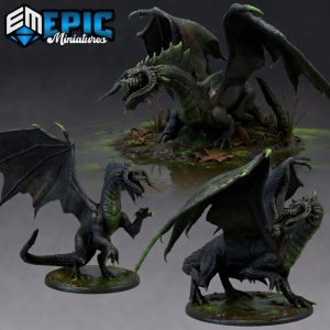 Black Dragon Miniatures – Young, Adult & Ancient (3 Sizes) – Fantasy RPG Boss Creature