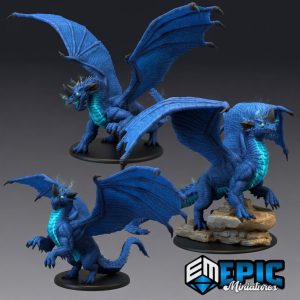 Blue Dragon Miniatures – Young, Adult & Ancient (3 Sizes) – Fantasy RPG Boss Creature