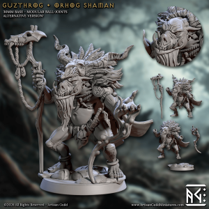 Alternative view of Pig Orc Shaman – Bonecaller Mystic (Fantasy Miniature)