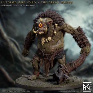 Pig Orc Behemoth – One-Eyed Warlord - Three Sizes (Fantasy Miniature)
